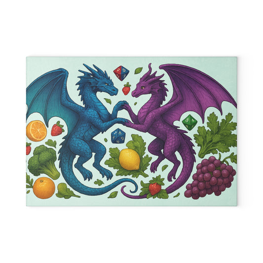 Dragon and Fruit Glass Cutting Board