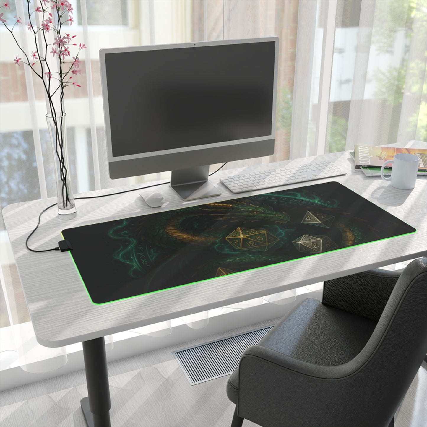 LED Gaming Mouse Pad with Dragon Design - Perfect for Gamers, Dungeons & Dragons, Gaming Setup, Gifts, Room Decor