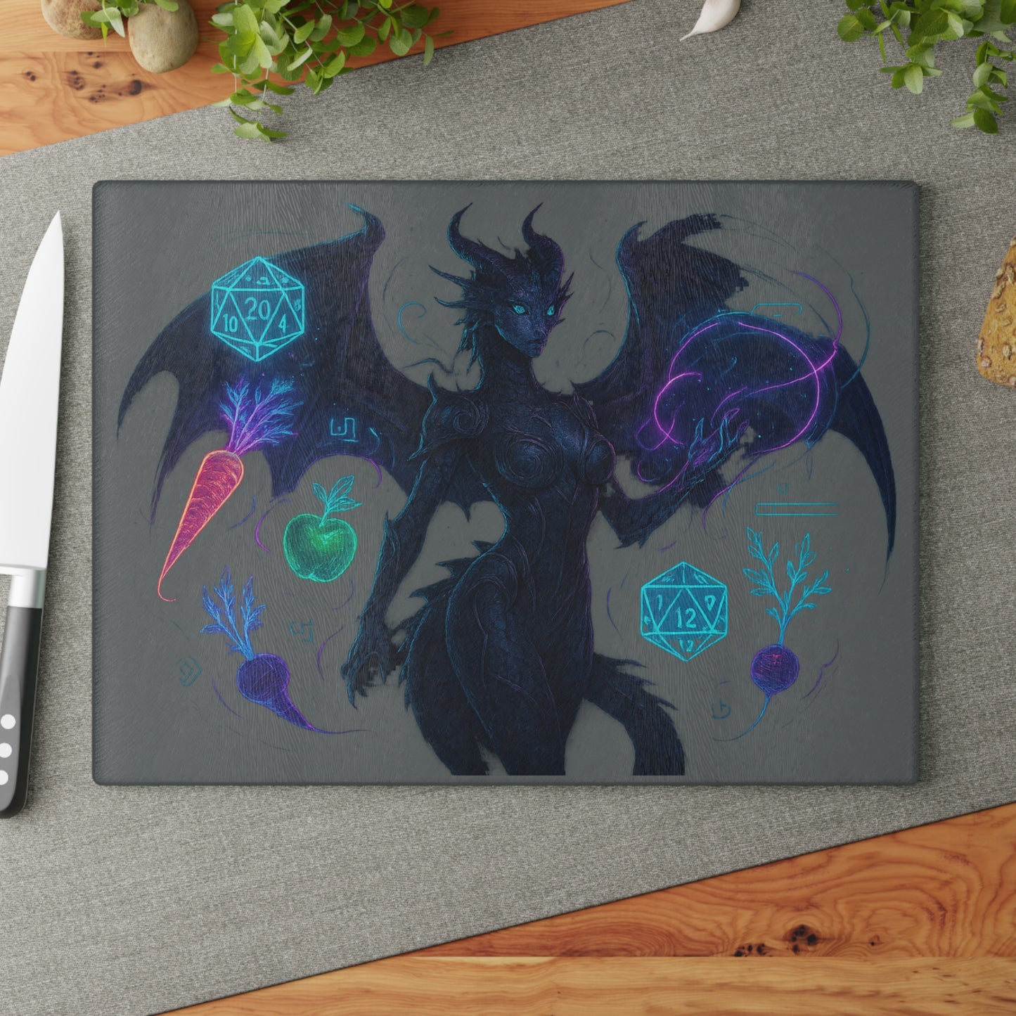 Whimsical Dragon Cutting Board, Fantasy Kitchen Decor, Culinary Gift for Gamers, Unique Kitchen Accessory, Ideal for Home Chefs