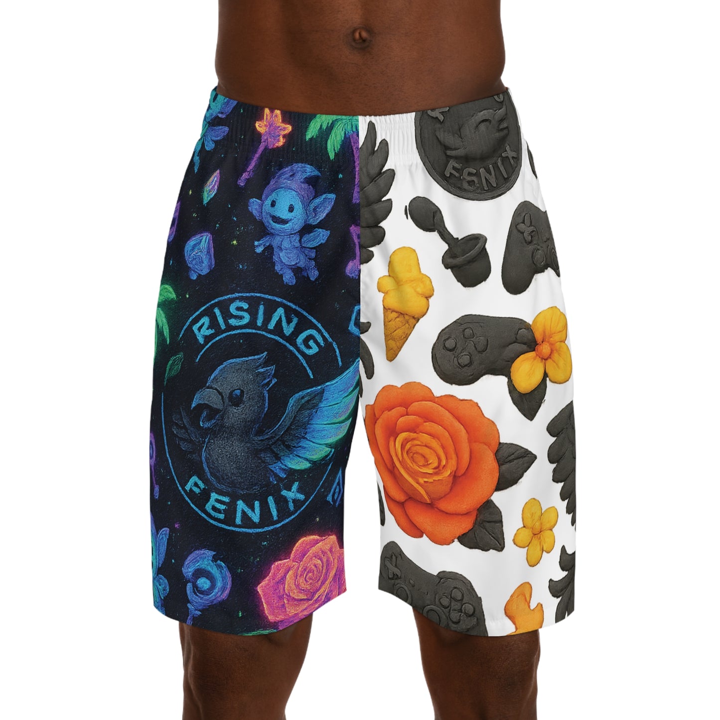 Colorful Graphic Men's Jogger Shorts, Summer Athleisure Wear, Gamer Shorts, Casual Apparel, Unique Gift Idea