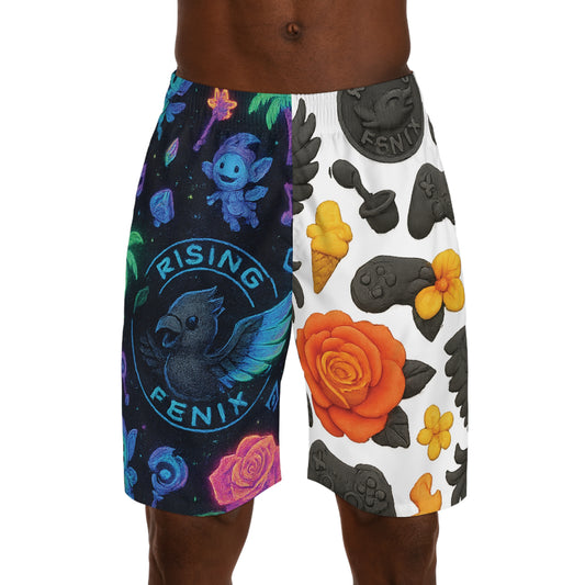 Colorful Graphic Men's Jogger Shorts, Summer Athleisure Wear, Gamer Shorts, Casual Apparel, Unique Gift Idea