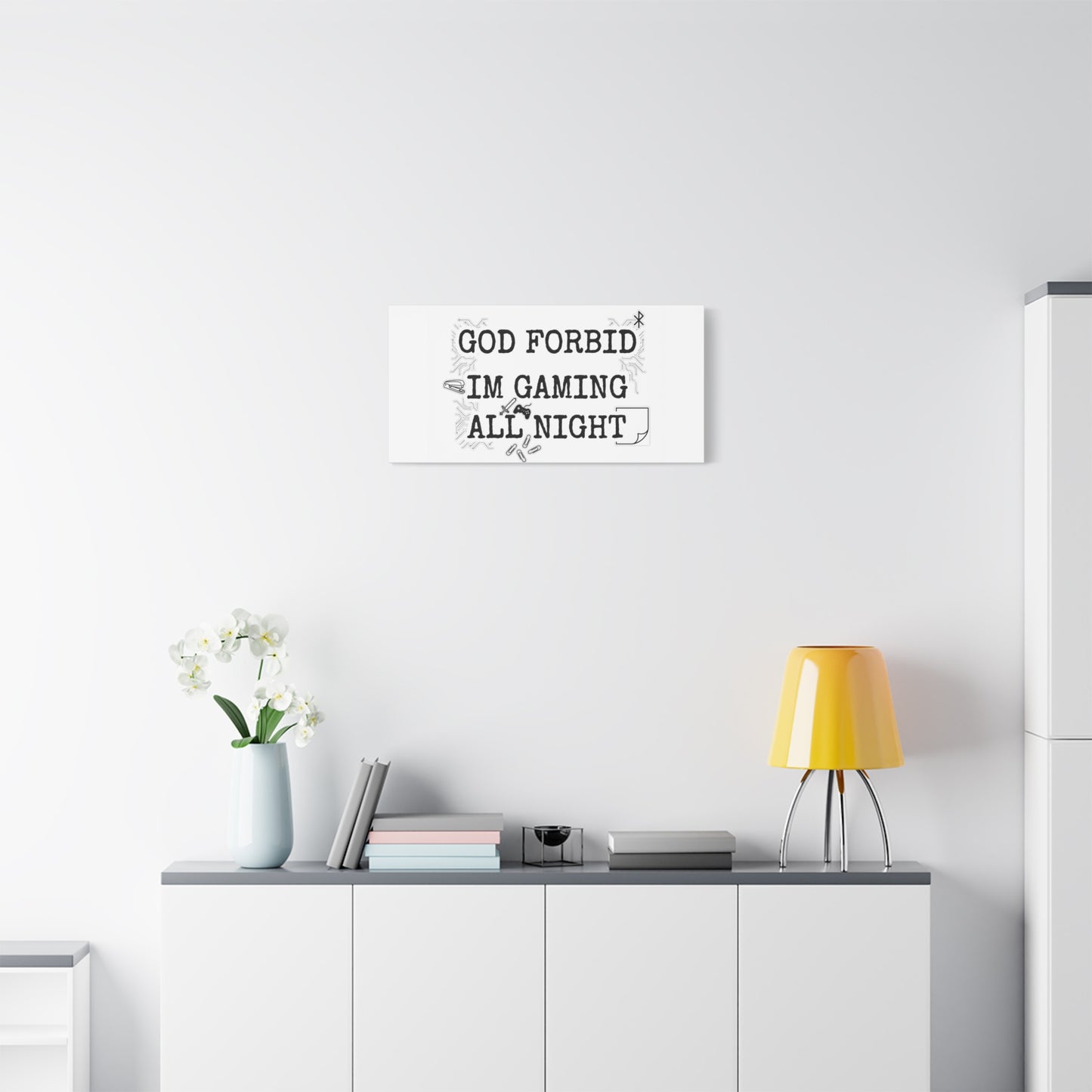 God Forbid I'm Gaming All Night Canvas | Sarcastic Office Humor, 90s Aesthetic