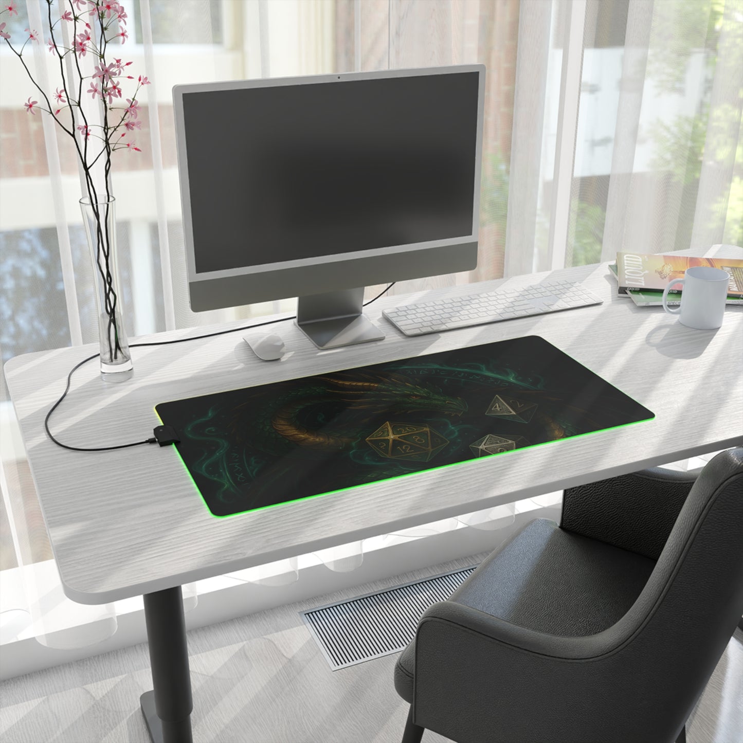 LED Gaming Mouse Pad with Dragon Design - Perfect for Gamers, Dungeons & Dragons, Gaming Setup, Gifts, Room Decor