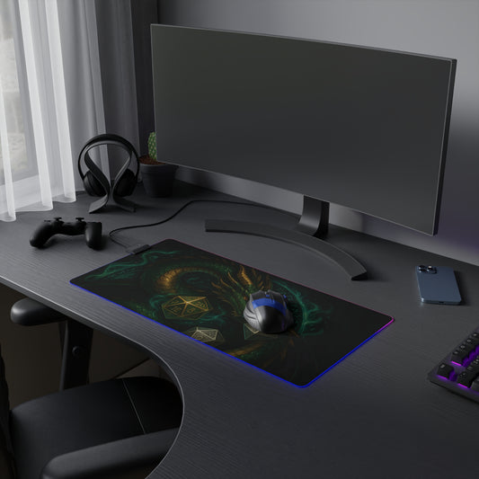 LED Gaming Mouse Pad with Dragon Design - Perfect for Gamers, Dungeons & Dragons, Gaming Setup, Gifts, Room Decor