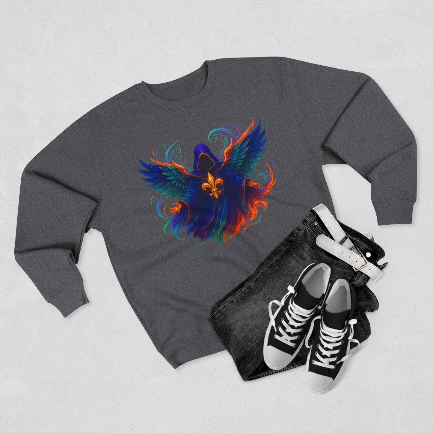 Mystical Angel Sweatshirt - Cozy Apparel, Unisex Crewneck, Spiritual Gift, Boho Style, Unique Graphic Design