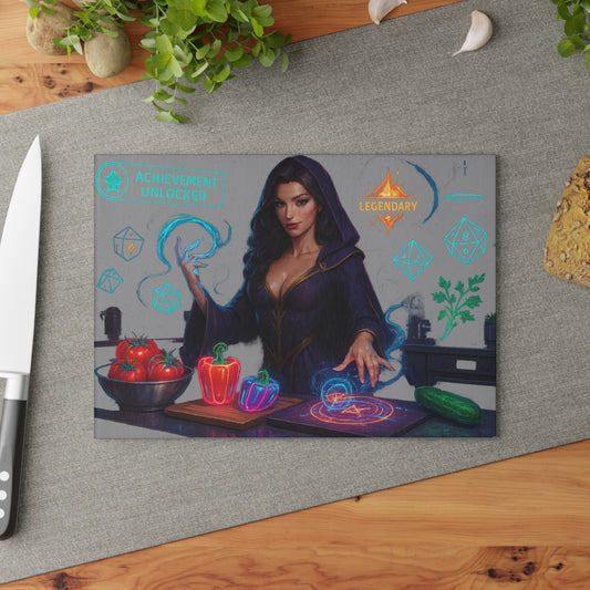 Mystical Glass Cutting Board | Magical Kitchen Decor, Gift for Chefs, Fantasy Cooking Board, Unique Housewarming Gift, Achievement Unlocked