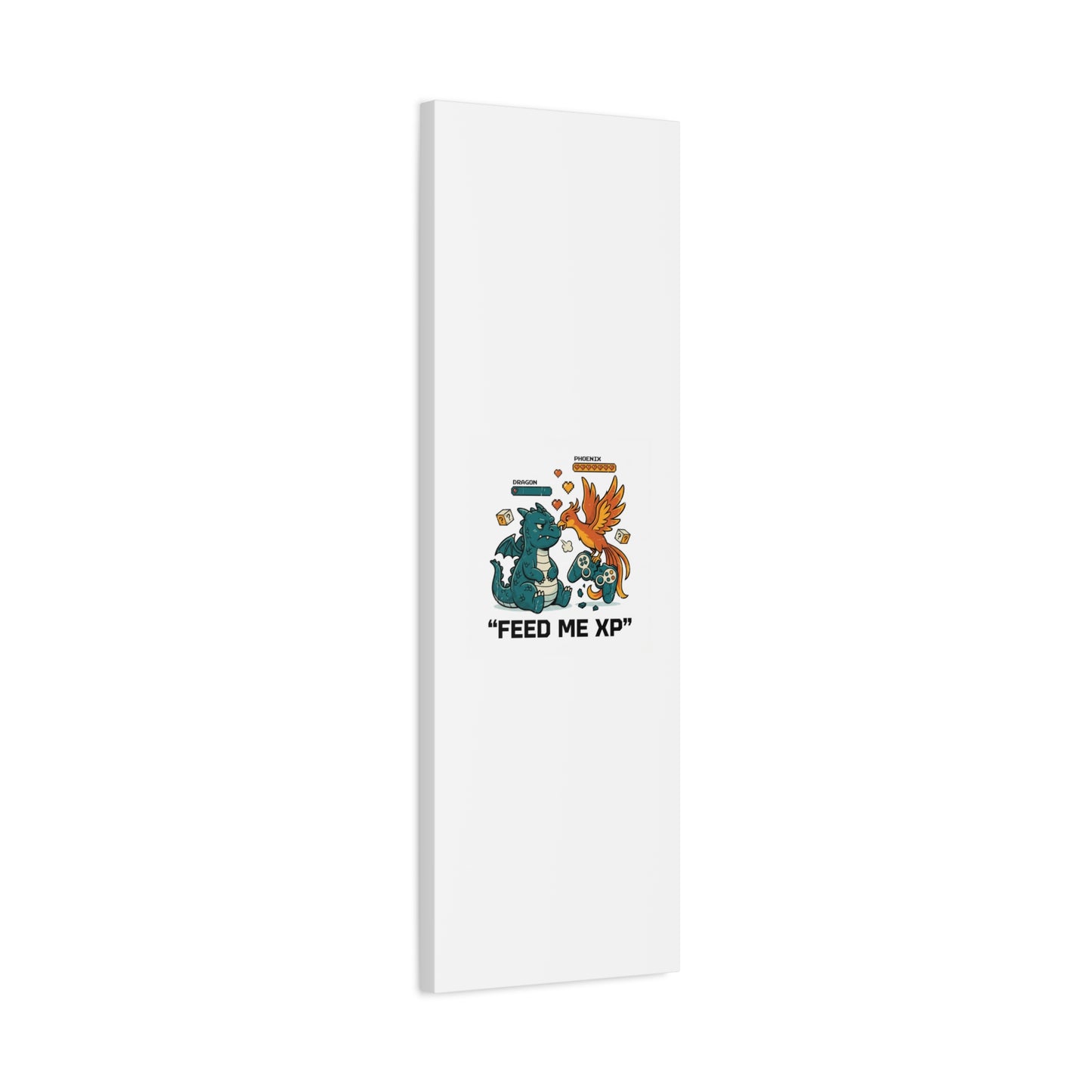 Feed Me XP Canvas | Gamer Dragon Phoenix Wall Art, Neon Meme Skate Style