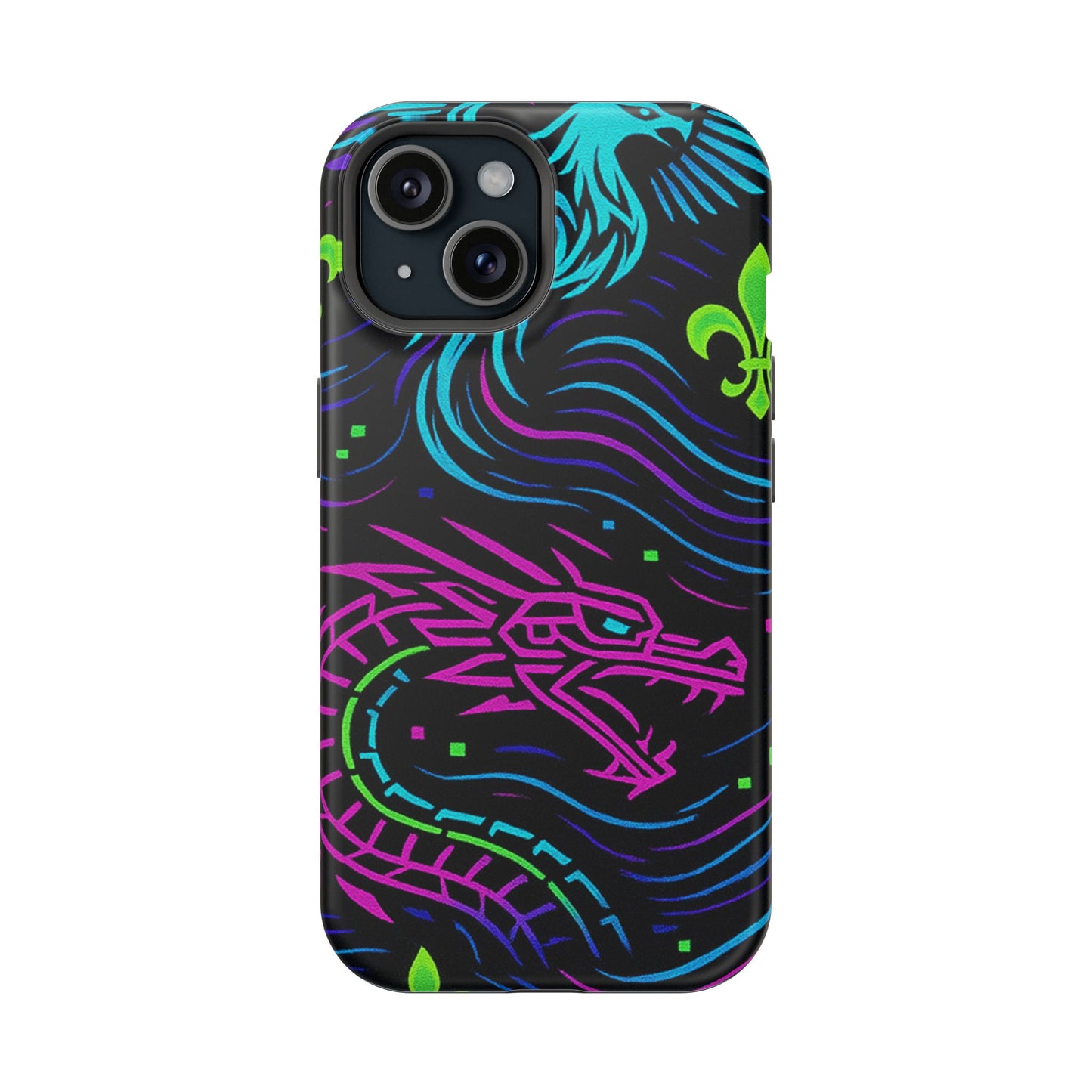 Dynamic Dragon Magnetic Phone Case | Colorful Floral Design | Gift for Gamers, Fantasy Lovers, Halloween, Unique Accessories