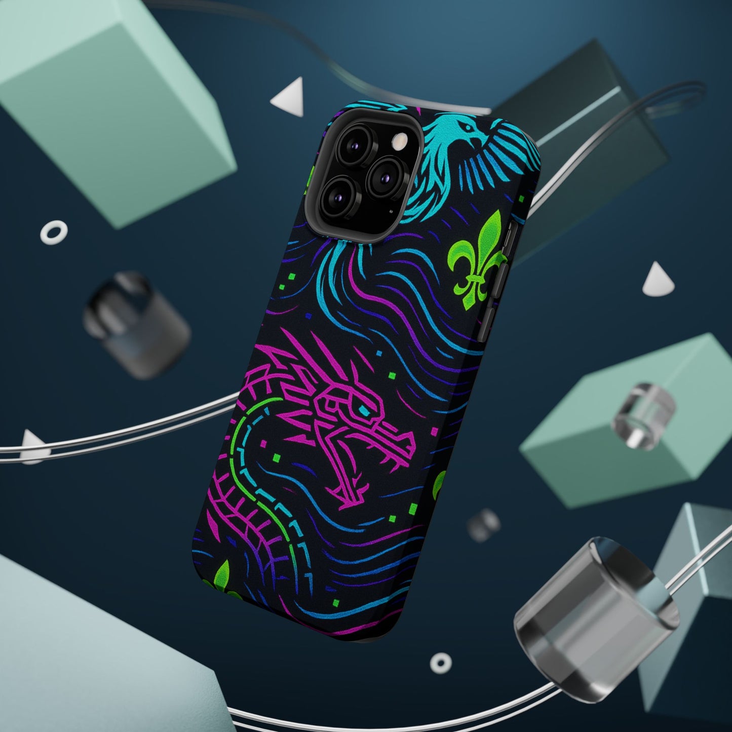 Dynamic Dragon Magnetic Phone Case | Colorful Floral Design | Gift for Gamers, Fantasy Lovers, Halloween, Unique Accessories