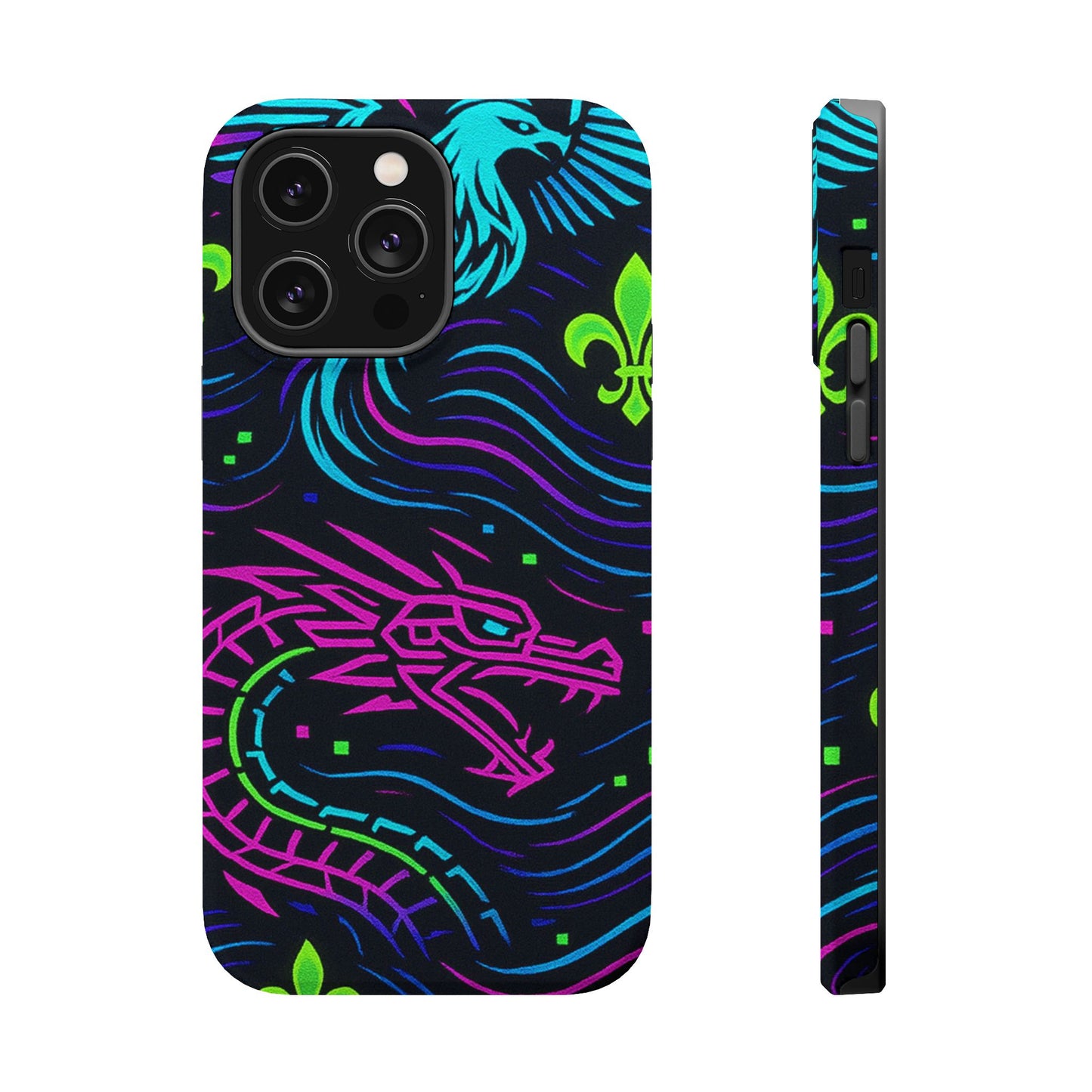 Dynamic Dragon Magnetic Phone Case | Colorful Floral Design | Gift for Gamers, Fantasy Lovers, Halloween, Unique Accessories