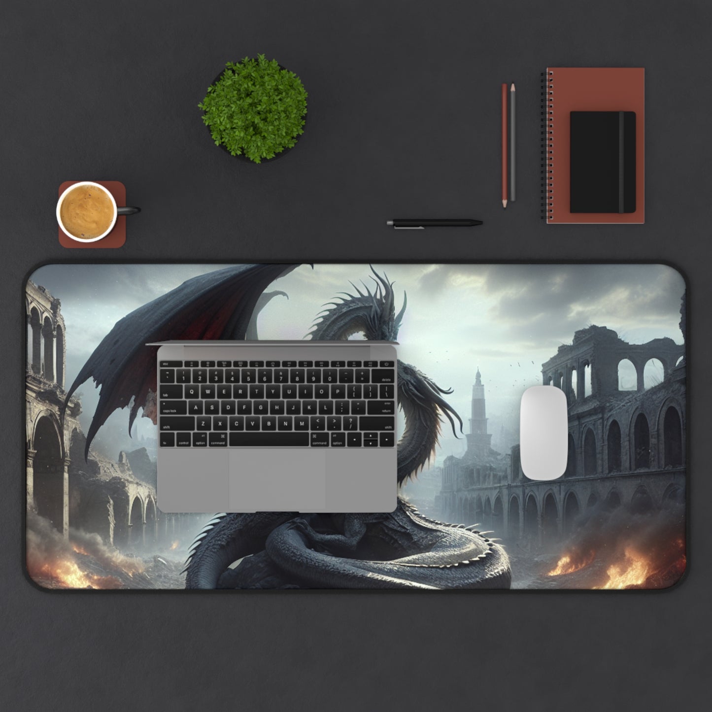 Fantasy-Themed Desk Mat with Dragon Design, Gaming Mouse Pad, Office Decor, Gifts for Gamers, Unique Workstation Accessory