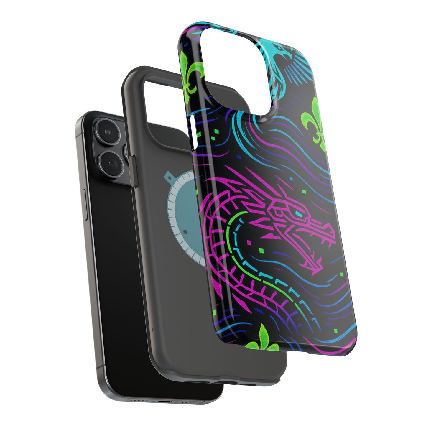 Dynamic Dragon Magnetic Phone Case | Colorful Floral Design | Gift for Gamers, Fantasy Lovers, Halloween, Unique Accessories
