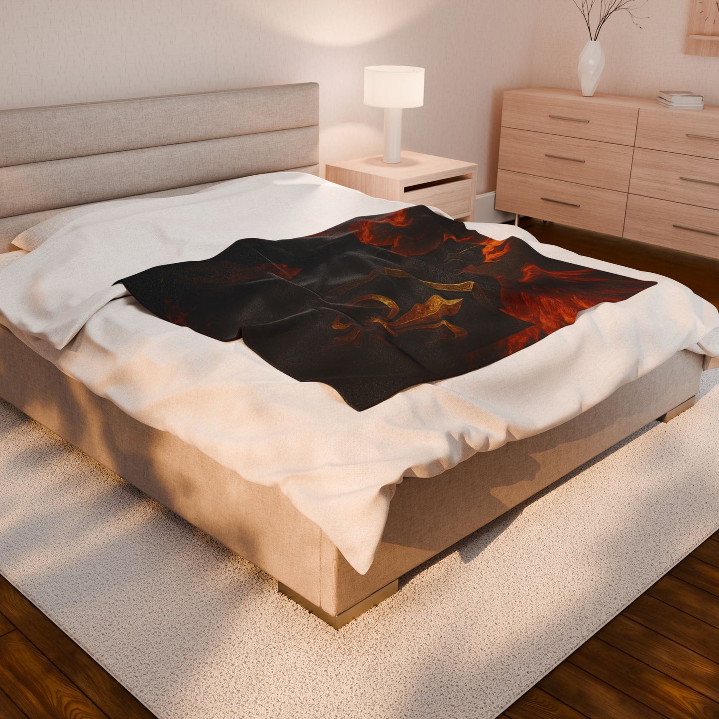 Warrior Spirit Velveteen Plush Blanket | Cozy Home Decor, Gift for Gamers, Fantasy Fans, Nerdy Collectibles, Bed & Couch Throw