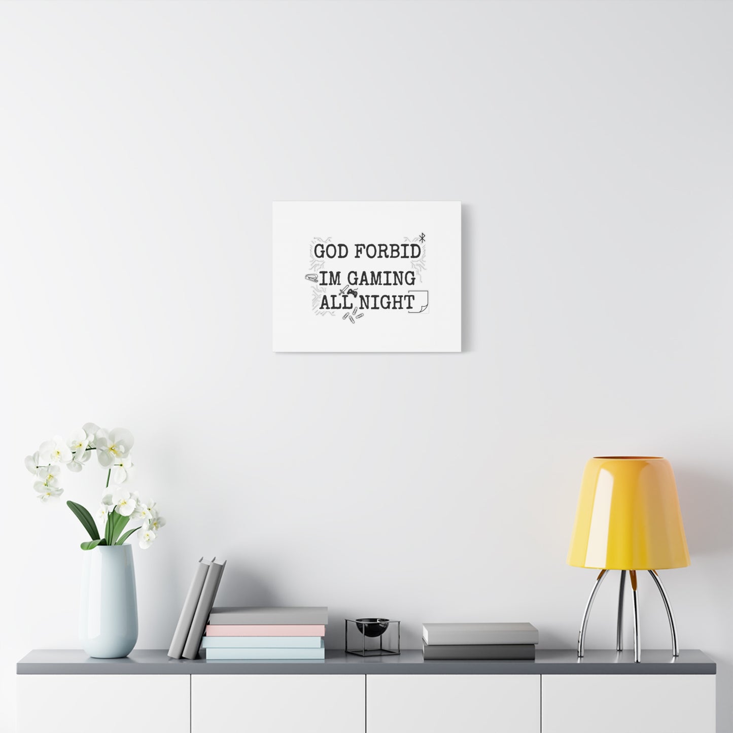 God Forbid I'm Gaming All Night Canvas | Sarcastic Office Humor, 90s Aesthetic