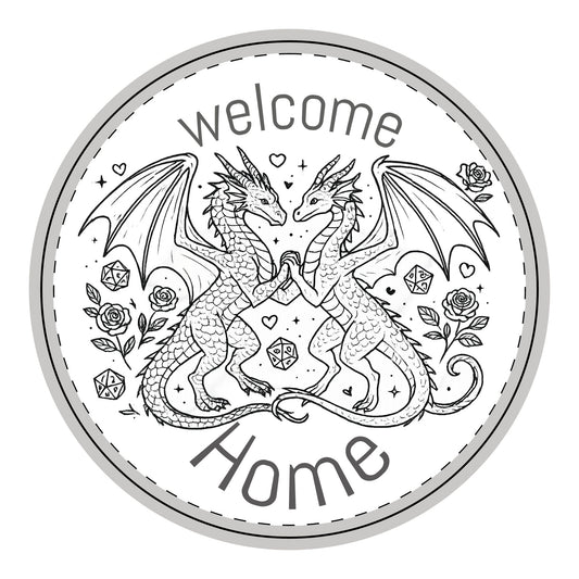 Whimsical Dragon Welcome Home Sign, Rustic Decor, Fantasy Art, Unique Housewarming Gift, Home Sweet Home