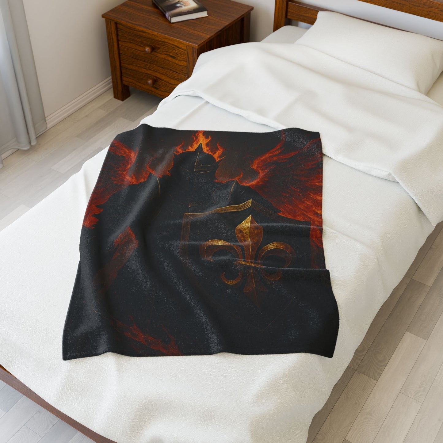 Warrior Spirit Velveteen Plush Blanket | Cozy Home Decor, Gift for Gamers, Fantasy Fans, Nerdy Collectibles, Bed & Couch Throw