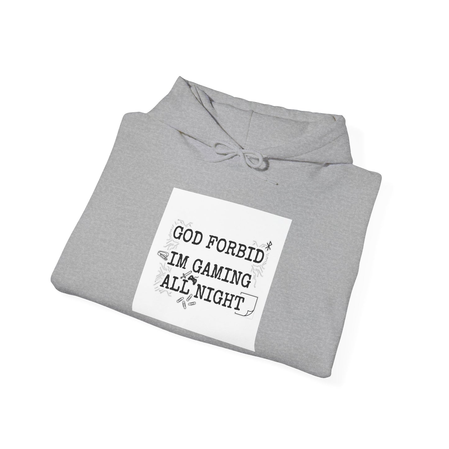 God Forbid, I’m Gaming All Night Hoodie | Sarcastic Shirt, 90s Office Typography