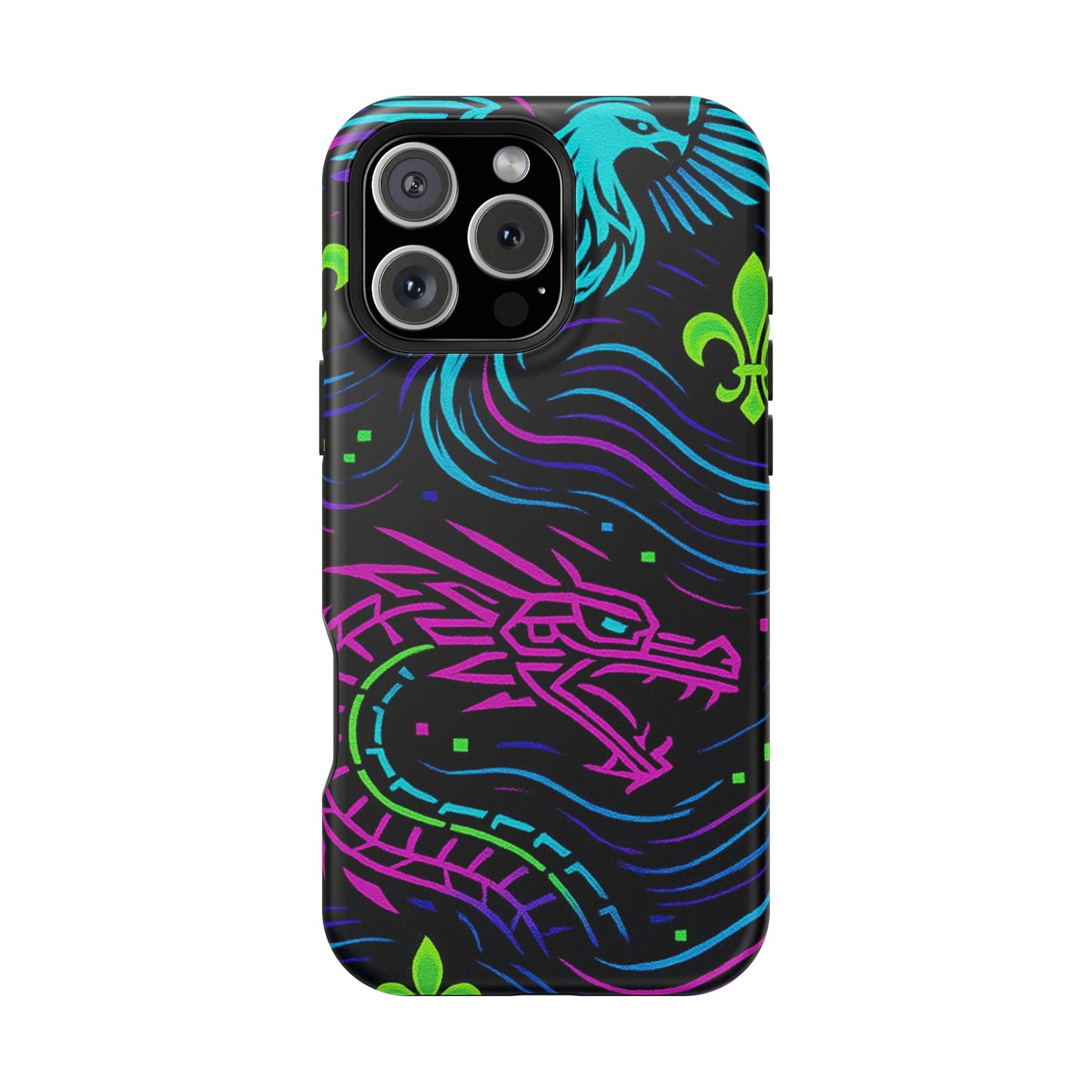 Dynamic Dragon Magnetic Phone Case | Colorful Floral Design | Gift for Gamers, Fantasy Lovers, Halloween, Unique Accessories