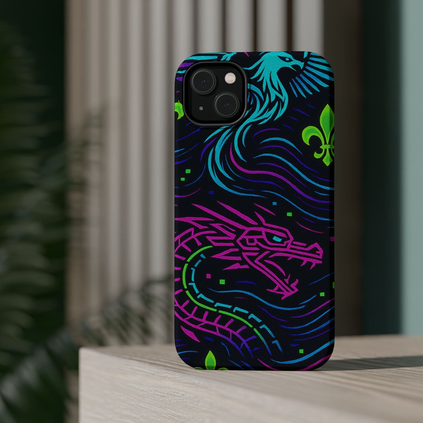 Dynamic Dragon Magnetic Phone Case | Colorful Floral Design | Gift for Gamers, Fantasy Lovers, Halloween, Unique Accessories