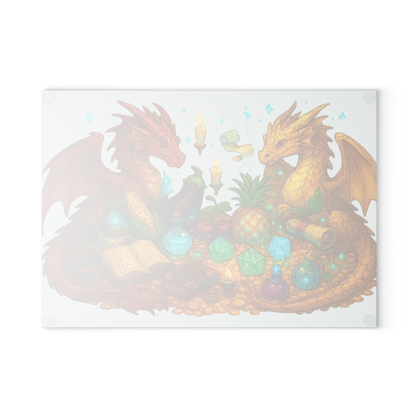 Fantasy Dragon Themed Glass Cutting Board, Magical Kitchen Decor, Ideal for Gifts, Unique Cooking Supplies, Perfect for Food Prep