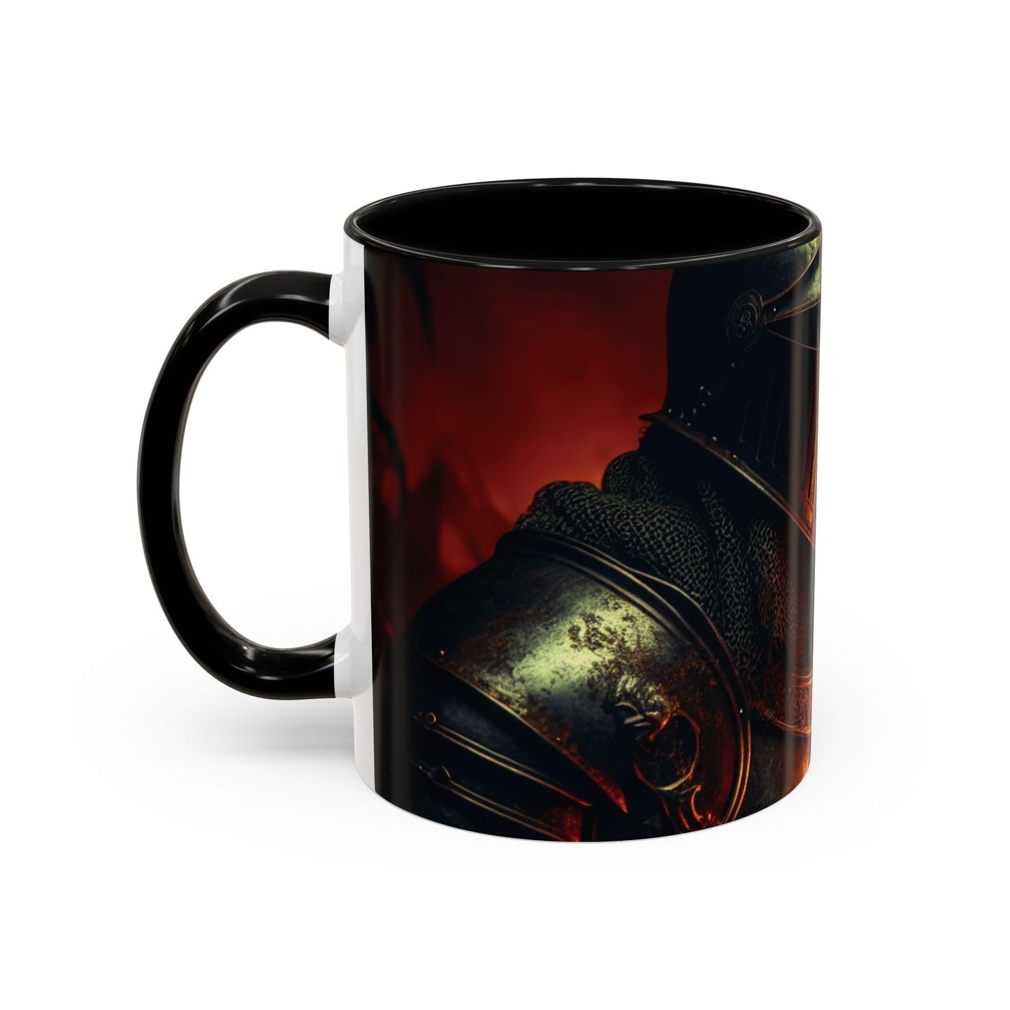 Fierce Knight Accent Coffee Mug | Unique Gift for Fantasy Lovers, Dark Aesthetic Decor, Gamer Essentials, Office Cup, Medieval Art