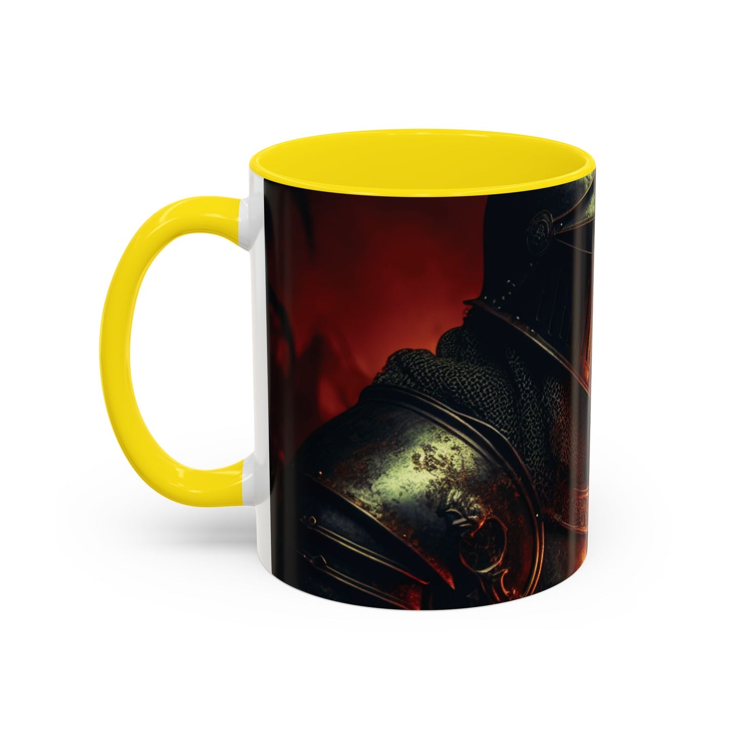 Fierce Knight Accent Coffee Mug | Unique Gift for Fantasy Lovers, Dark Aesthetic Decor, Gamer Essentials, Office Cup, Medieval Art