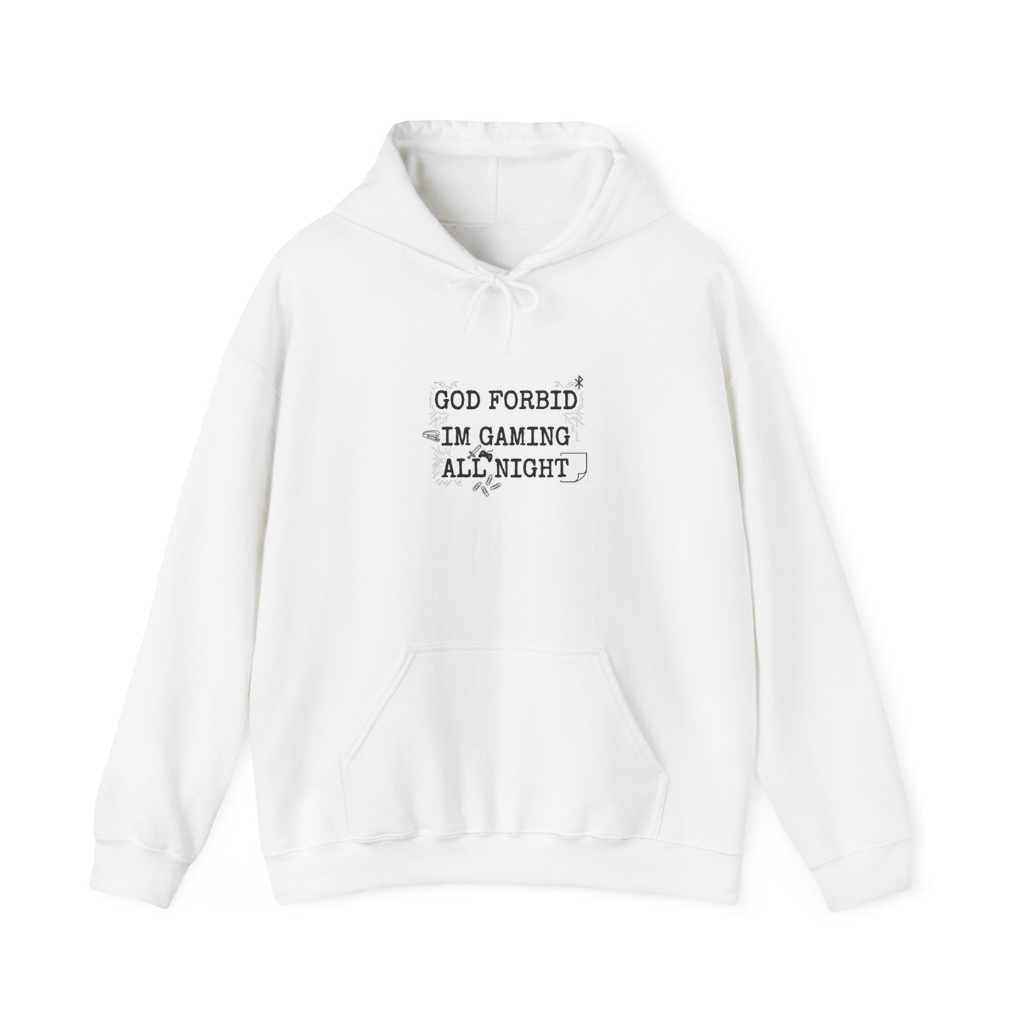 God Forbid, I’m Gaming All Night Hoodie | Sarcastic Shirt, 90s Office Typography