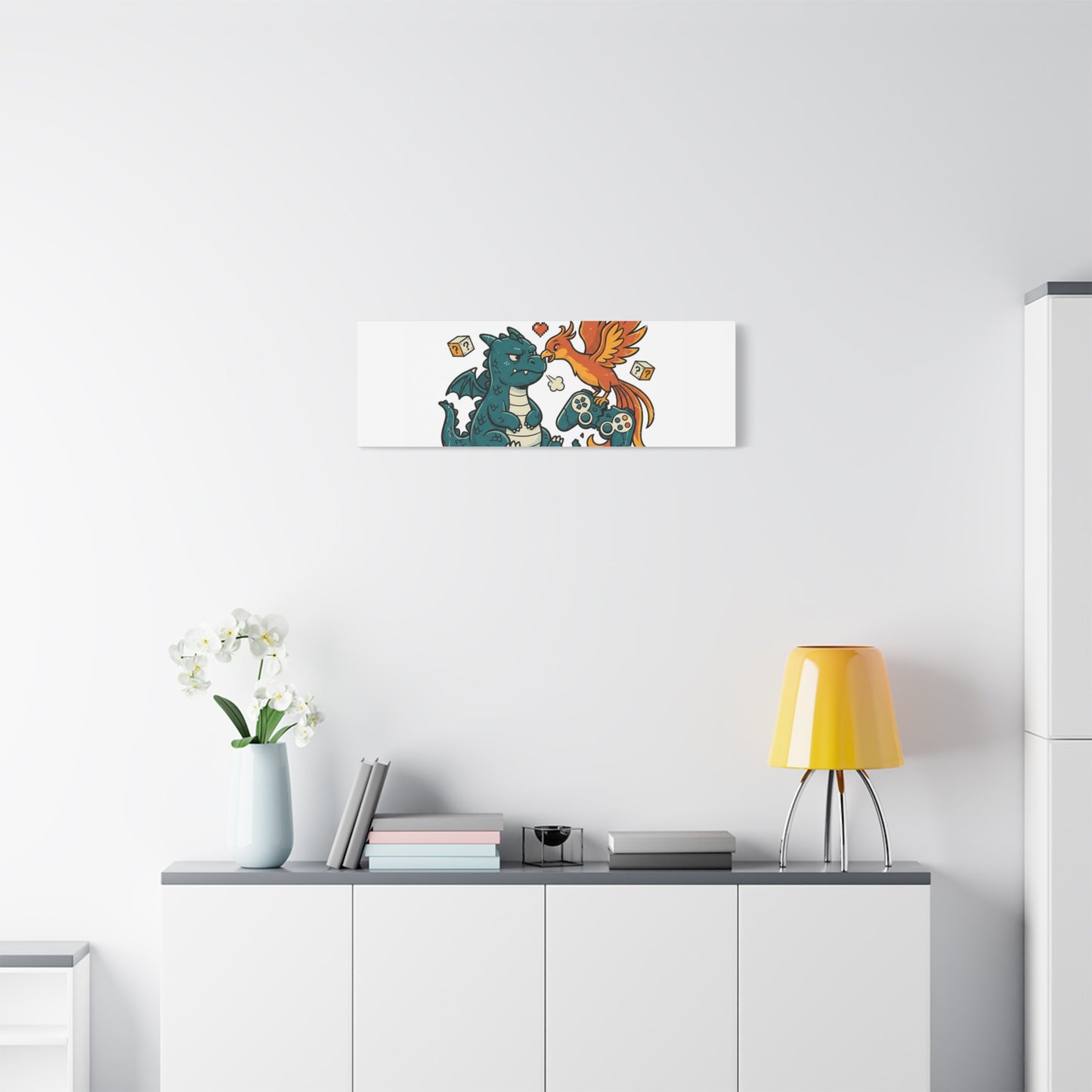 Feed Me XP Canvas | Gamer Dragon Phoenix Wall Art, Neon Meme Skate Style