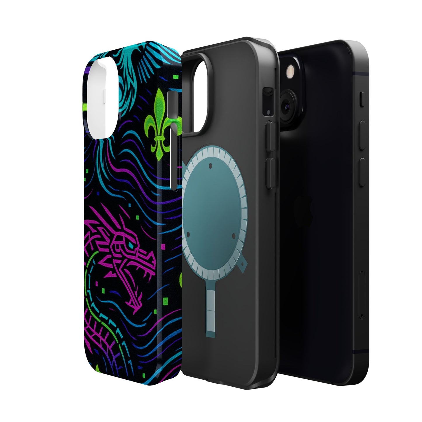 Dynamic Dragon Magnetic Phone Case | Colorful Floral Design | Gift for Gamers, Fantasy Lovers, Halloween, Unique Accessories