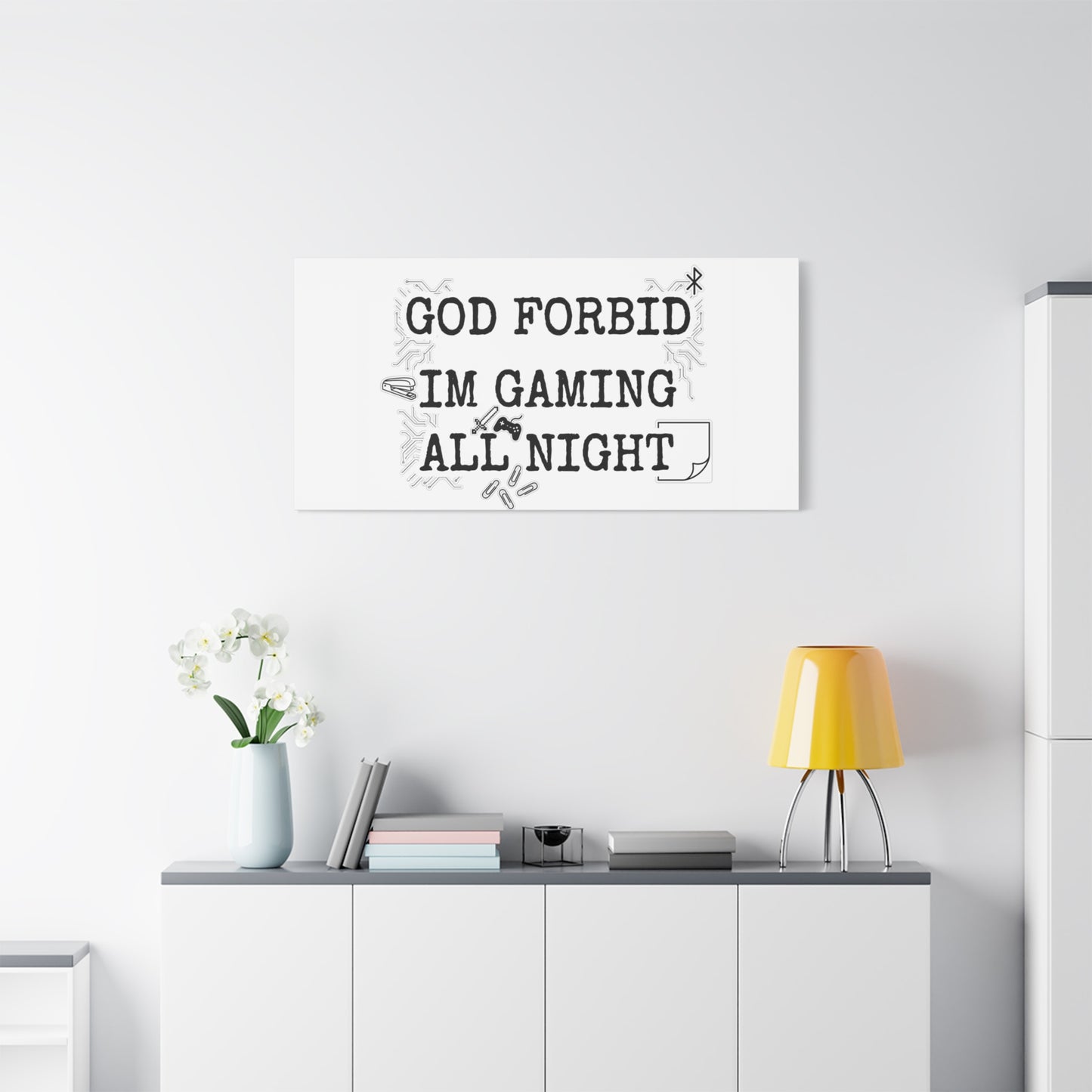 God Forbid I'm Gaming All Night Canvas | Sarcastic Office Humor, 90s Aesthetic