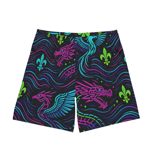 Vibrant Dragon Beach Shorts, Stylish Swimwear, Summer Essentials, Vacation Attire, Festival Outfit, Jungle Party Gear