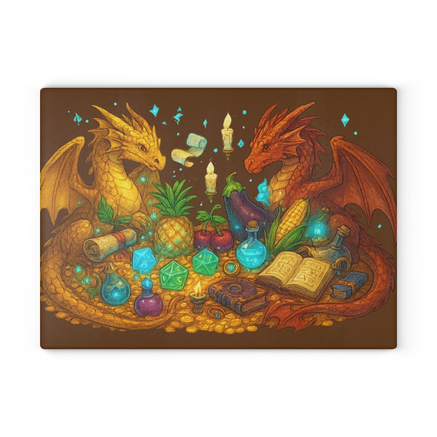 Fantasy Dragon Themed Glass Cutting Board, Magical Kitchen Decor, Ideal for Gifts, Unique Cooking Supplies, Perfect for Food Prep