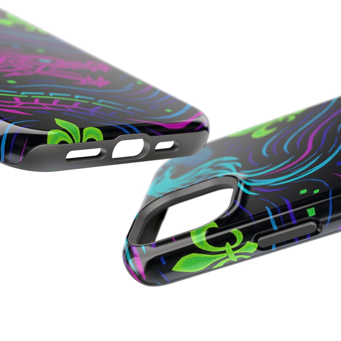 Dynamic Dragon Magnetic Phone Case | Colorful Floral Design | Gift for Gamers, Fantasy Lovers, Halloween, Unique Accessories