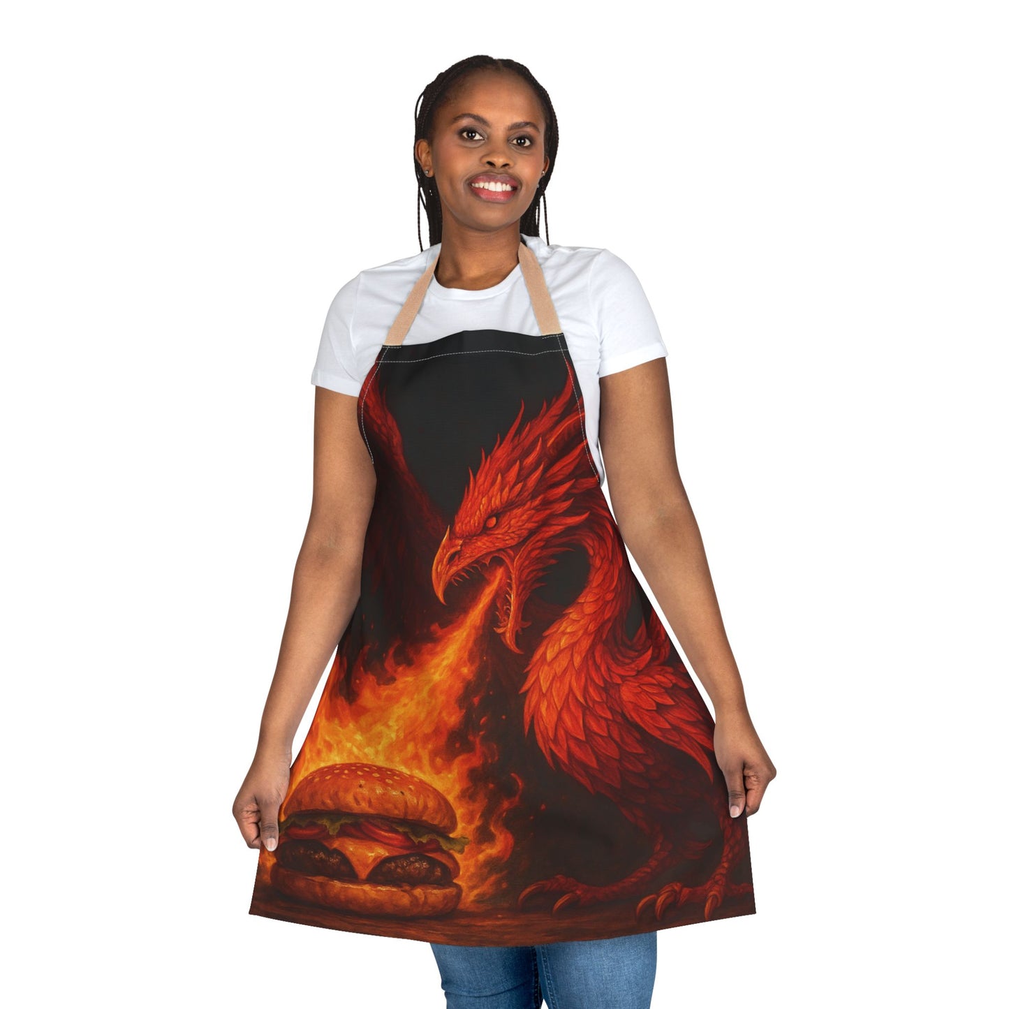 Fiery Dragon Apron, Perfect for Cooking Gifts, BBQ Nights, Grilling Accessories, Unique Kitchen Decor, Fantasy Themed Cooking