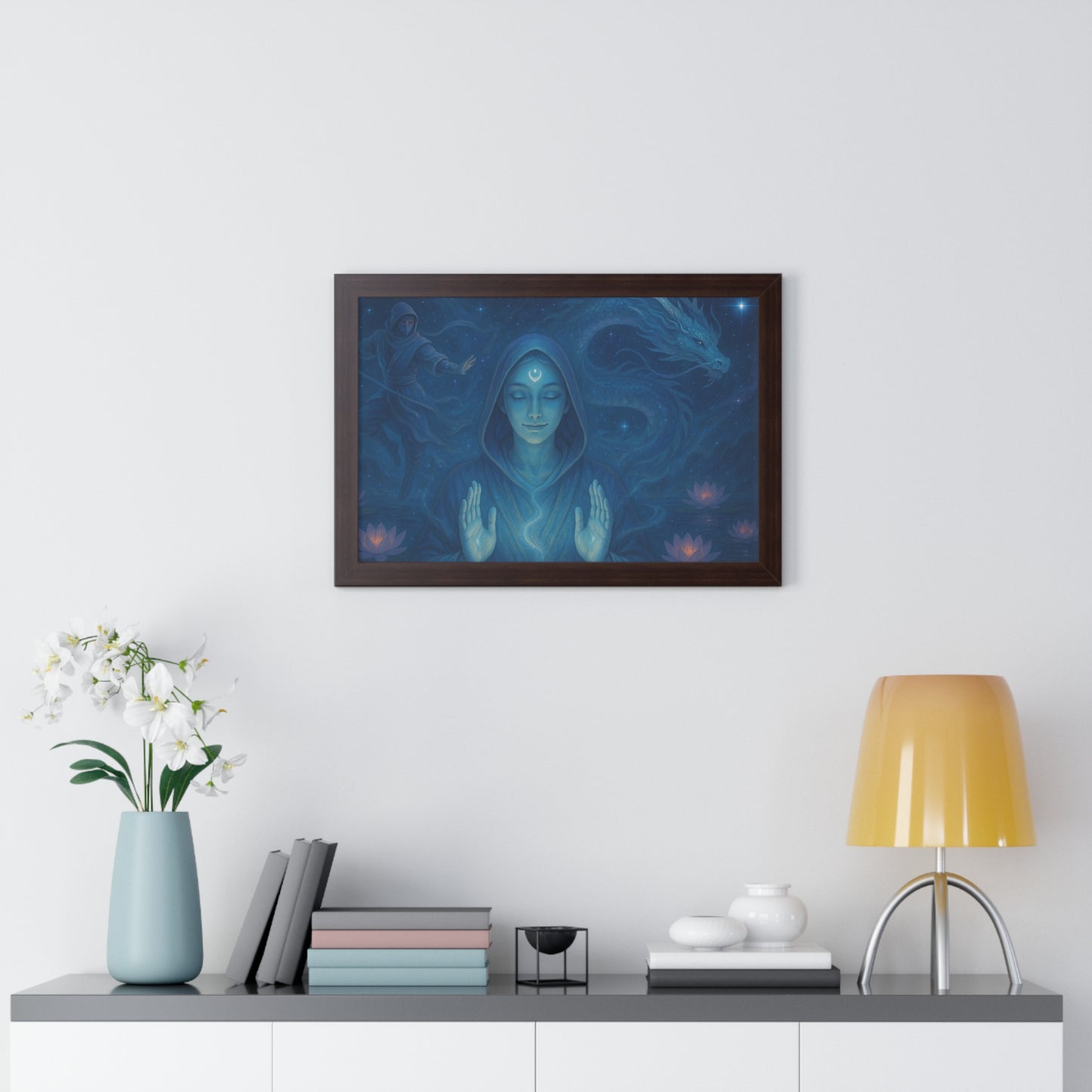 Mystical Framed Poster, Spiritual Wall Art, Meditative Decor, Fantasy Artwork, Mindfulness Gift, Home Aesthetic
