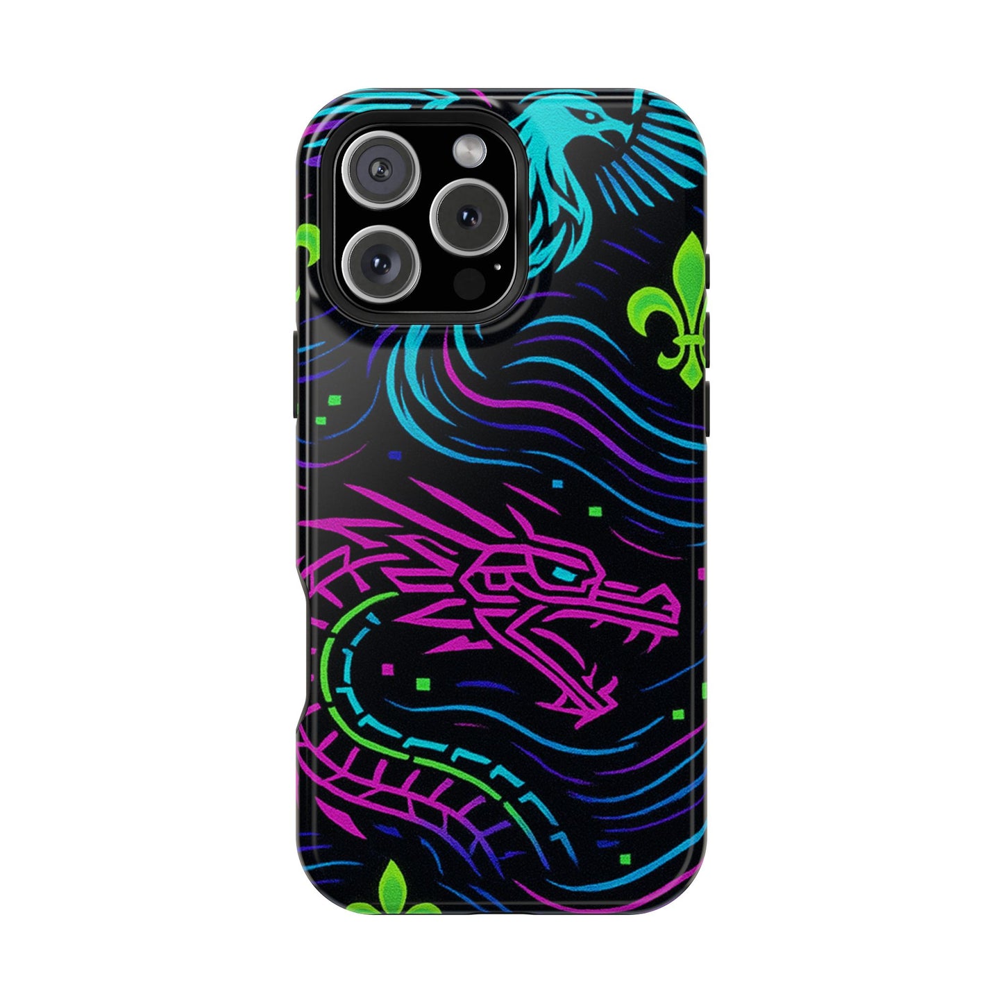 Dynamic Dragon Magnetic Phone Case | Colorful Floral Design | Gift for Gamers, Fantasy Lovers, Halloween, Unique Accessories