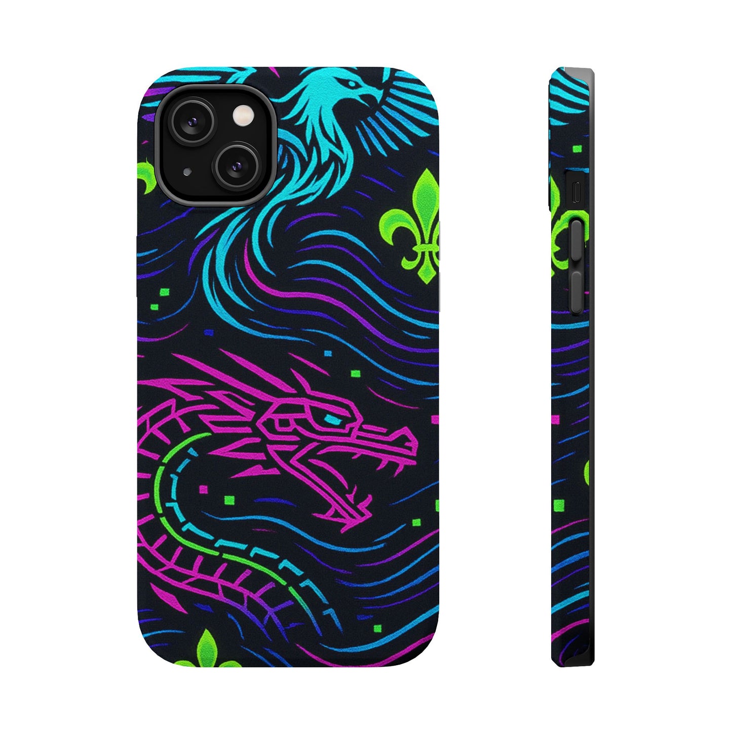 Dynamic Dragon Magnetic Phone Case | Colorful Floral Design | Gift for Gamers, Fantasy Lovers, Halloween, Unique Accessories