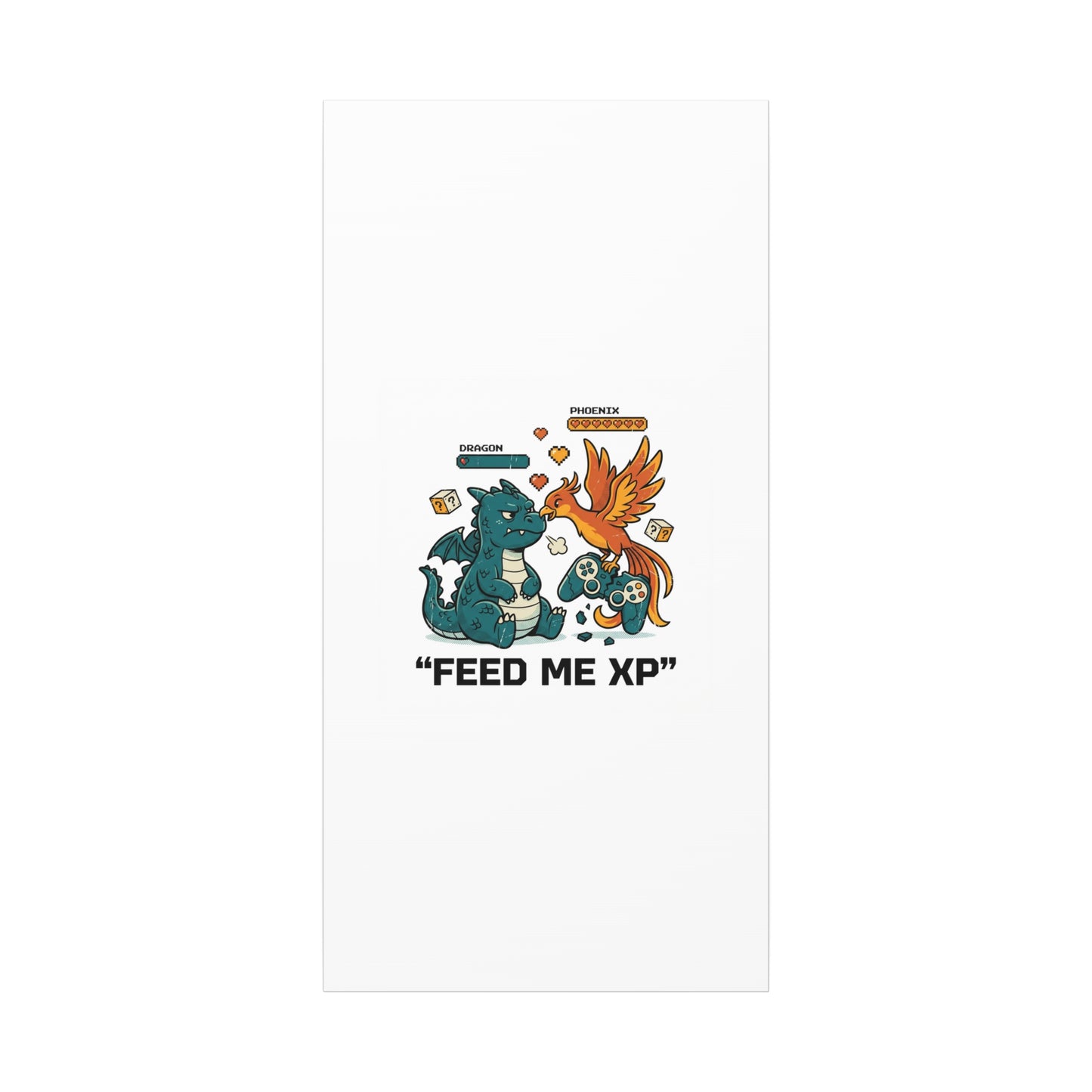 Feed Me XP Canvas | Gamer Dragon Phoenix Wall Art, Neon Meme Skate Style