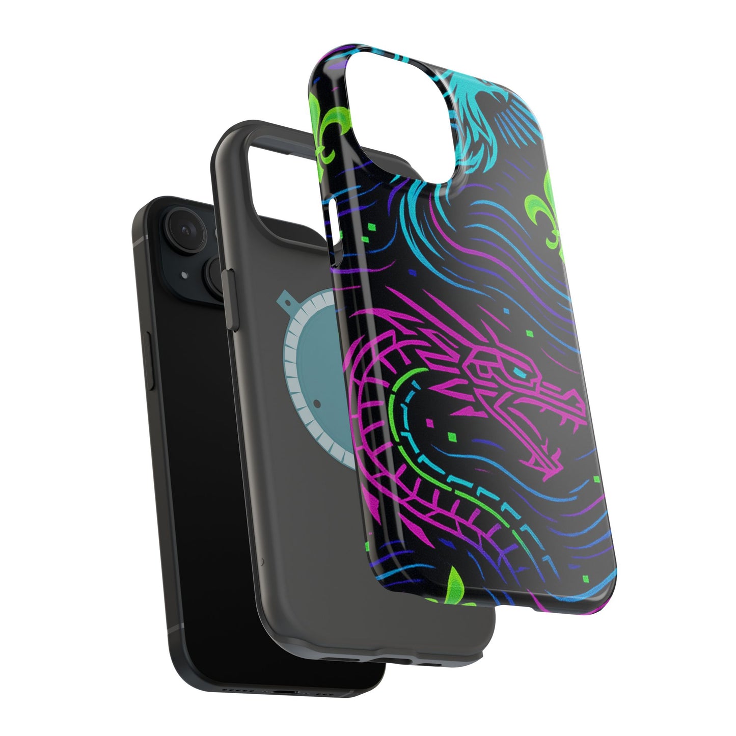 Dynamic Dragon Magnetic Phone Case | Colorful Floral Design | Gift for Gamers, Fantasy Lovers, Halloween, Unique Accessories