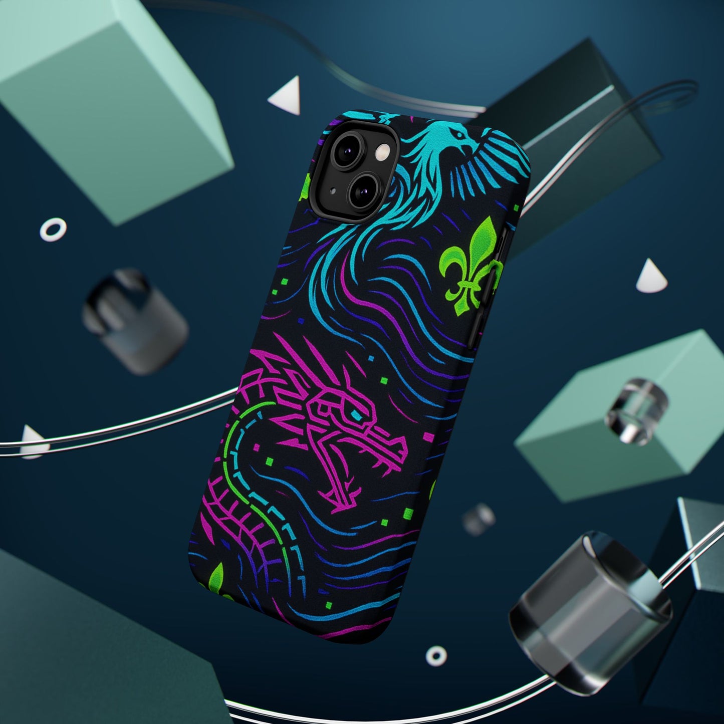 Dynamic Dragon Magnetic Phone Case | Colorful Floral Design | Gift for Gamers, Fantasy Lovers, Halloween, Unique Accessories