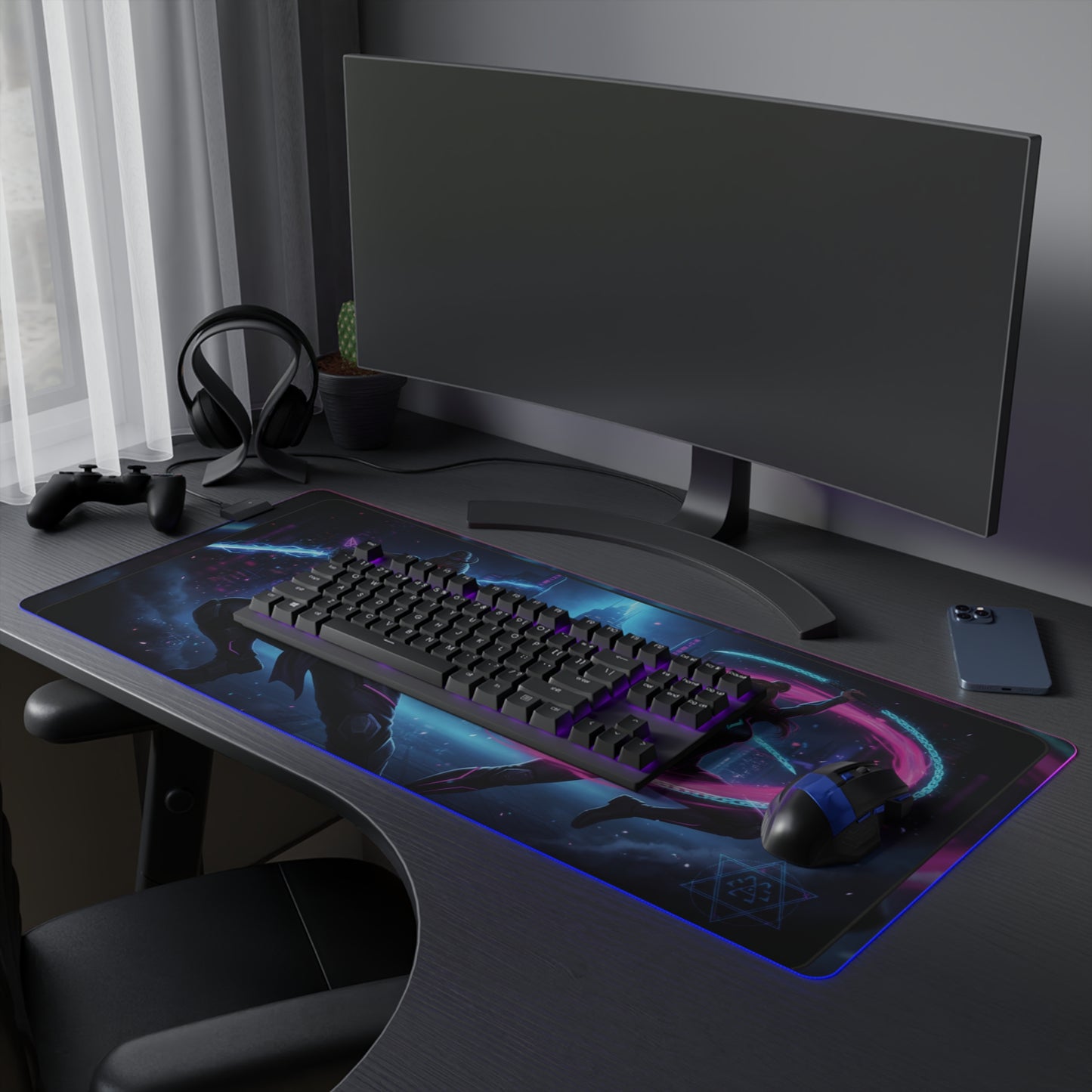 Cyberpunk Duo LED Gaming Mouse Pad — RGB Extended Desk Mat