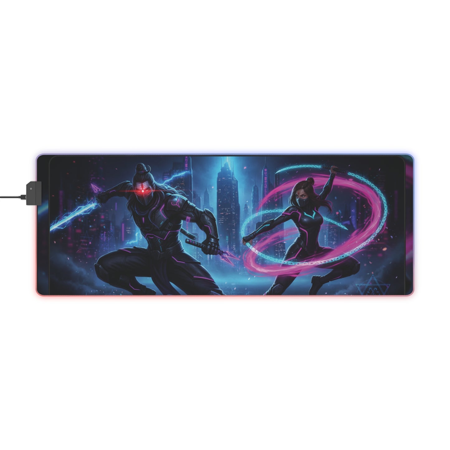 Cyberpunk Duo LED Gaming Mouse Pad — RGB Extended Desk Mat