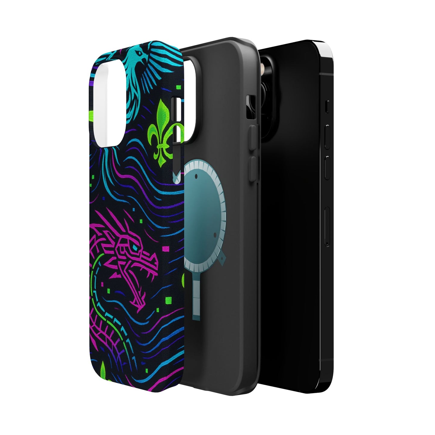 Dynamic Dragon Magnetic Phone Case | Colorful Floral Design | Gift for Gamers, Fantasy Lovers, Halloween, Unique Accessories