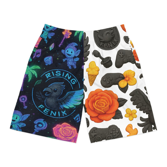 Colorful Graphic Men's Jogger Shorts, Summer Athleisure Wear, Gamer Shorts, Casual Apparel, Unique Gift Idea