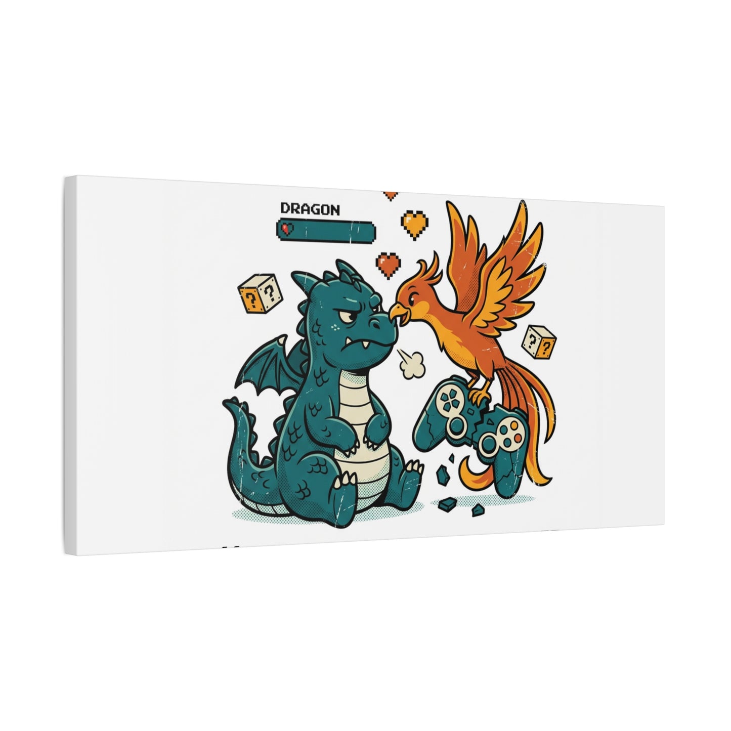 Feed Me XP Canvas | Gamer Dragon Phoenix Wall Art, Neon Meme Skate Style