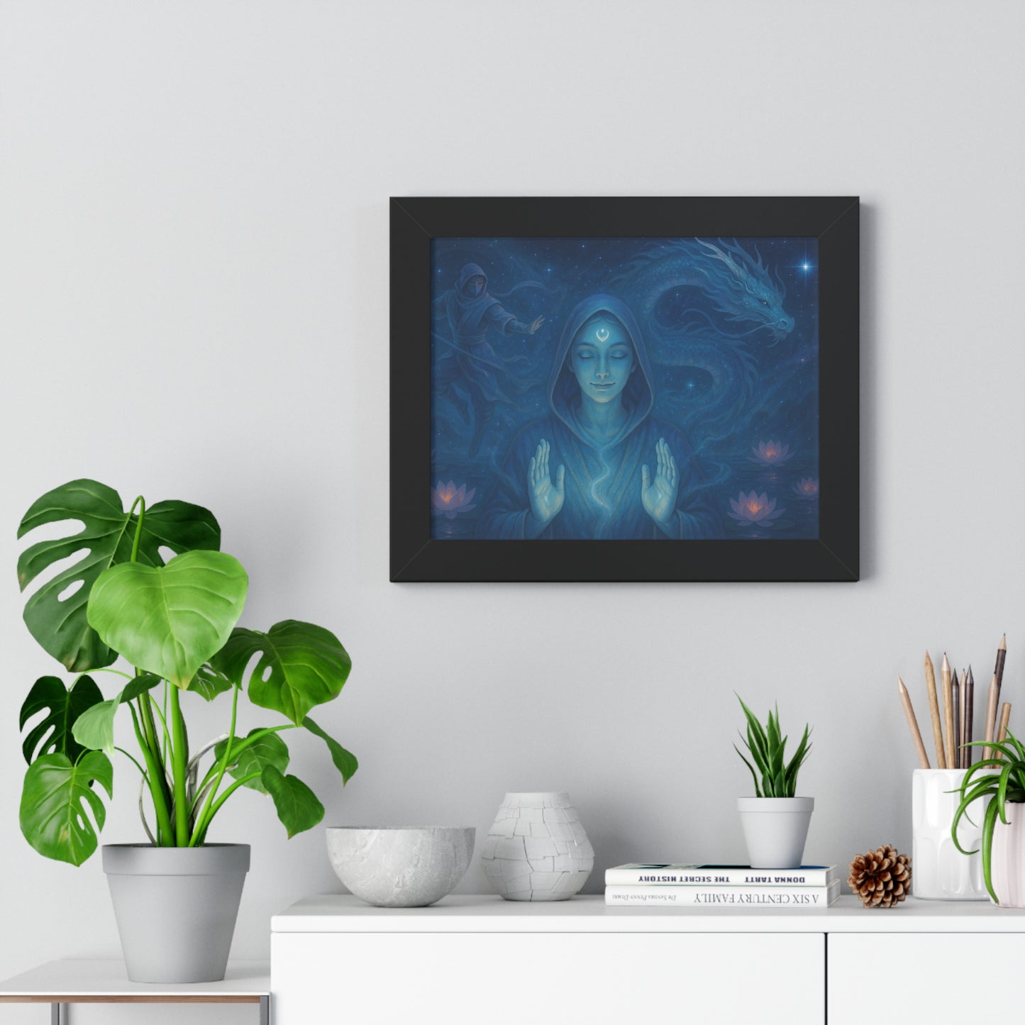 Mystical Framed Poster, Spiritual Wall Art, Meditative Decor, Fantasy Artwork, Mindfulness Gift, Home Aesthetic