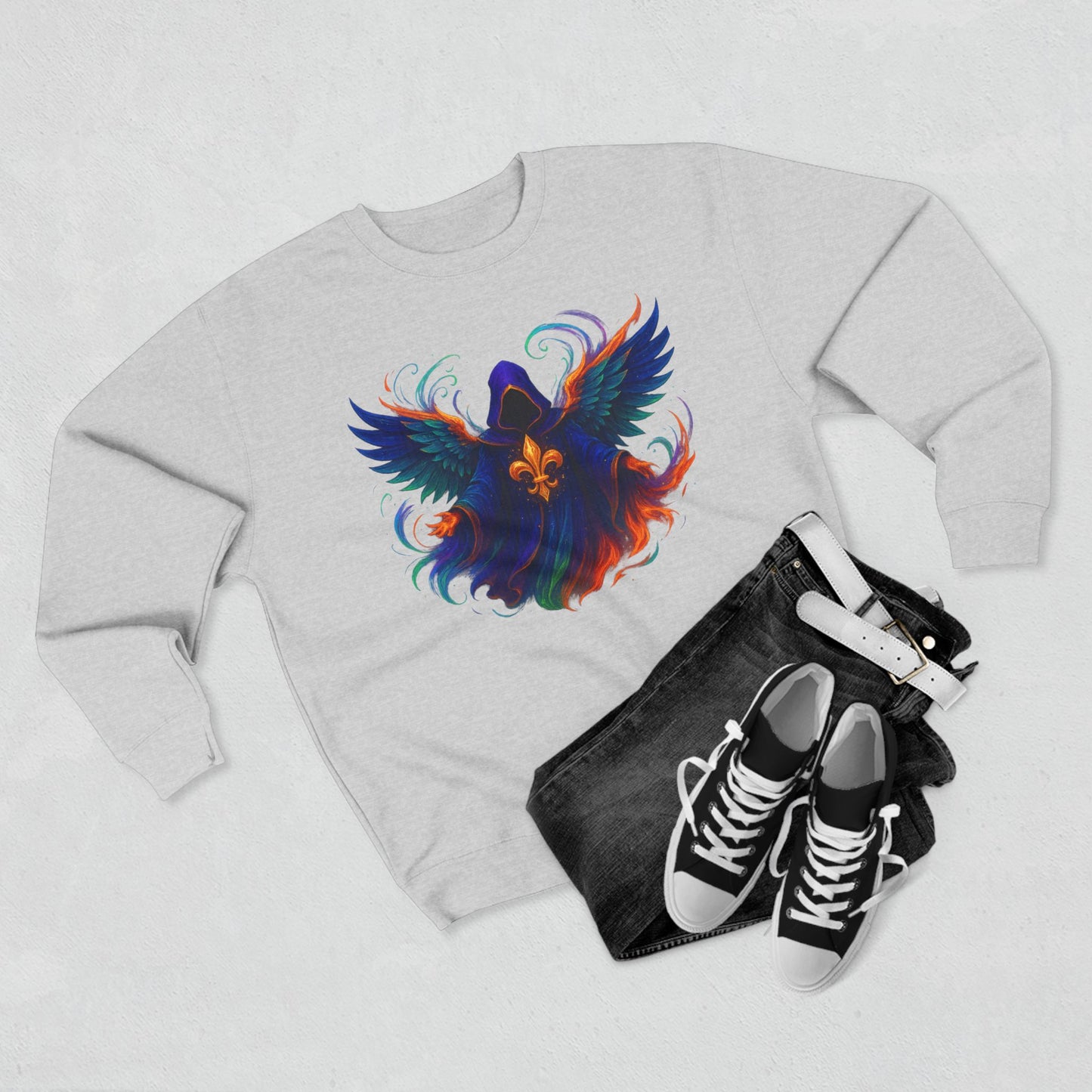 Mystical Angel Sweatshirt - Cozy Apparel, Unisex Crewneck, Spiritual Gift, Boho Style, Unique Graphic Design