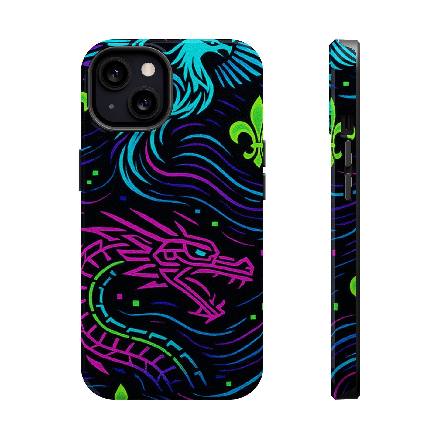 Dynamic Dragon Magnetic Phone Case | Colorful Floral Design | Gift for Gamers, Fantasy Lovers, Halloween, Unique Accessories