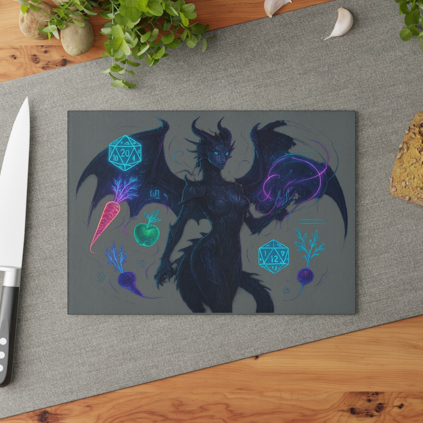 Whimsical Dragon Cutting Board, Fantasy Kitchen Decor, Culinary Gift for Gamers, Unique Kitchen Accessory, Ideal for Home Chefs