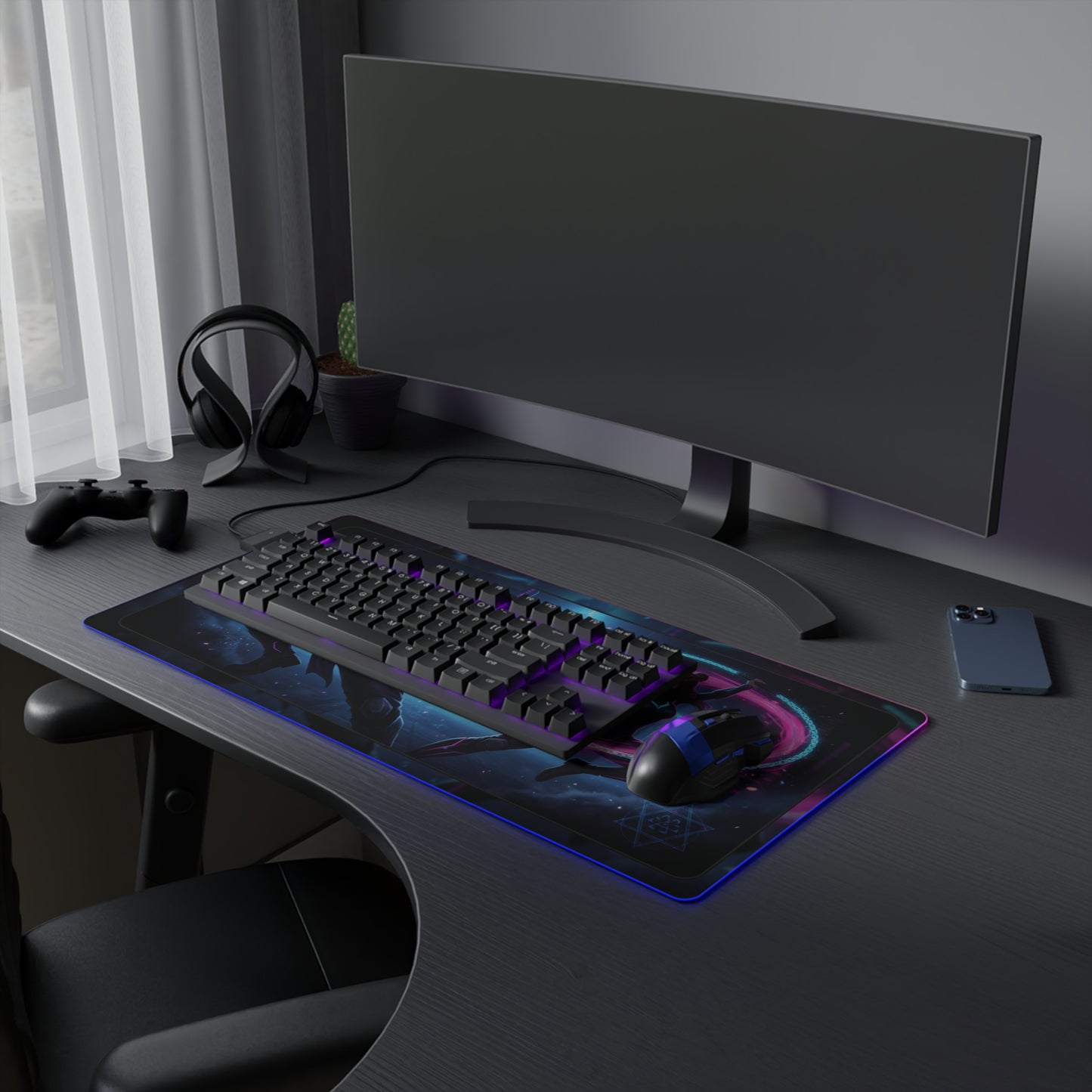 Cyberpunk Duo LED Gaming Mouse Pad — RGB Extended Desk Mat